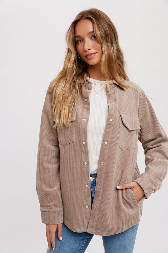 Tan Corduroy Shacket