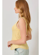 Load image into Gallery viewer, Mystree Yellow Washed Denim Trim Tank
