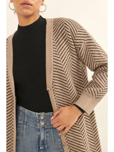 Load image into Gallery viewer, Tan + Black Chevron Cardigan
