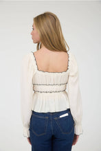 Load image into Gallery viewer, Cream Bow Peplum Top
