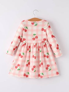 Waffle Gingham Cherry Dress - Kids