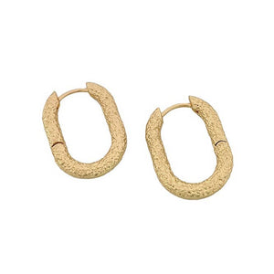 Medium Gold Textured Rectangular Hoops