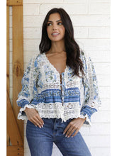 Load image into Gallery viewer, Angie Blue Floral Lace Top
