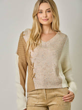Load image into Gallery viewer, Oatmeal Stitched Blocked Sweater

