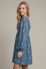 Load image into Gallery viewer, Blue Embroidered Babydoll Dress
