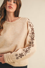 Load image into Gallery viewer, Oatmeal + Coffee Embroidered Sweater
