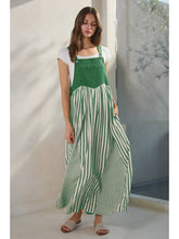 Load image into Gallery viewer, Oddi Washed Green Stripe Overall Dress
