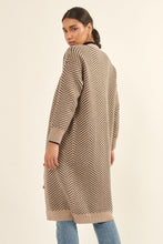 Load image into Gallery viewer, Tan + Black Chevron Cardigan
