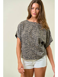 Leopard Zipper Trim Top