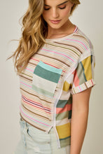 Load image into Gallery viewer, Mystree Mixed Stripe French Terry Tee
