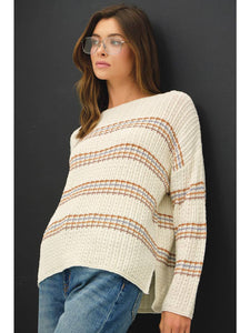 Cream Multi Oversized Stripe Sweater