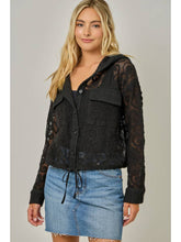 Load image into Gallery viewer, Mystree Black Crochet Hoodie
