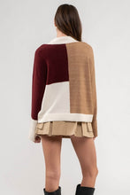 Load image into Gallery viewer, Wine + Camel Blocked Sweater
