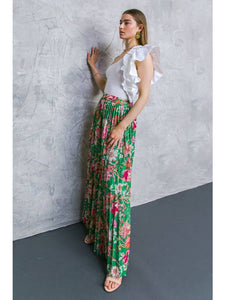 Green + Pink Floral Pants