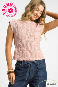 Mauve Eyelet Top