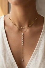 Load image into Gallery viewer, Gold Pearl Y-Necklace
