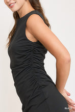 Load image into Gallery viewer, Black Ruched Tank Dress
