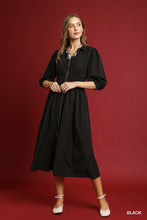 Load image into Gallery viewer, Black Smock Waist Zip Dress
