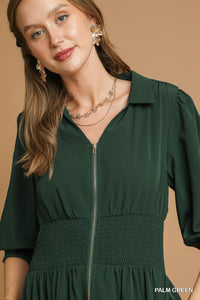 Hunter Smock Waist Zip Dress