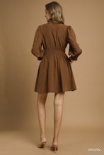 Load image into Gallery viewer, Brown Smock Waist Zip Mini Dress
