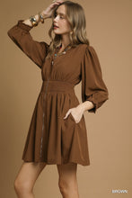 Load image into Gallery viewer, Brown Smock Waist Zip Mini Dress
