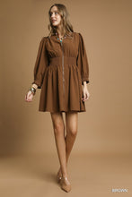 Load image into Gallery viewer, Brown Smock Waist Zip Mini Dress
