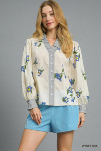 Periwinkle Floral Stripe Top