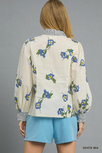 Periwinkle Floral Stripe Top