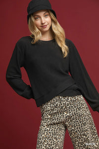 Black Cross Hem Pullover