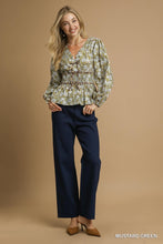 Load image into Gallery viewer, Green Floral Smock Waist Top
