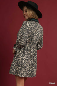 Leopard Puff Sleeve Mini Dress
