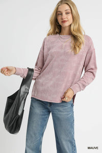Mauve Textured L/S Top