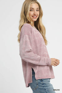 Mauve Textured L/S Top