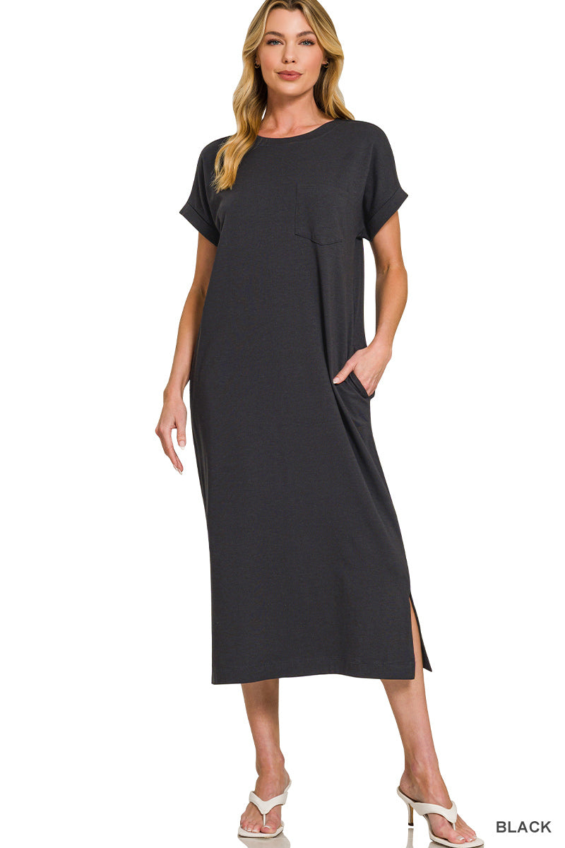 Zenana Black T-Shirt Midi Dress – Adorn Boutique MI