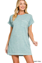 Load image into Gallery viewer, Zenana Dusty Teal Washed T-Shirt Dress
