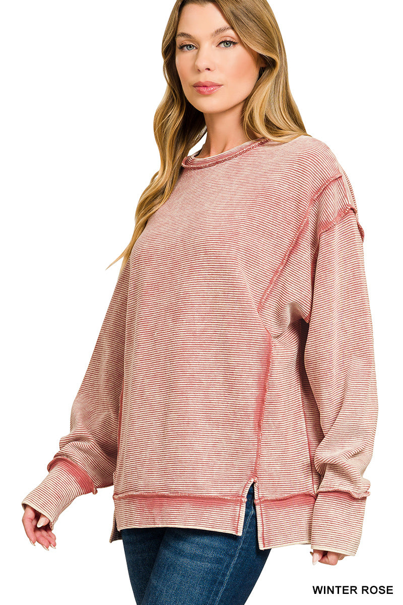 Rose Ribbed Pullover