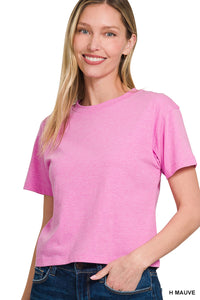 Heather Mauve Cropped Tee