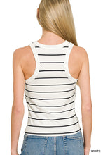 Load image into Gallery viewer, White + Black Stripe Tank
