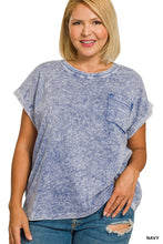 Load image into Gallery viewer, Navy Washed Pocket Tee - Plus
