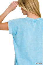 Load image into Gallery viewer, Zenana Sky Blue Cuffed Pocket Tee
