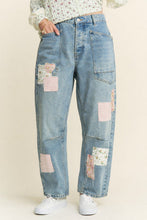 Load image into Gallery viewer, J.nna Washed Patchwork Barrel Denim
