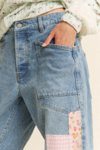 Load image into Gallery viewer, J.nna Washed Patchwork Barrel Denim
