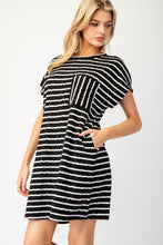 Load image into Gallery viewer, Black Striped T-Shirt Dress
