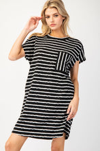 Load image into Gallery viewer, Black Striped T-Shirt Dress
