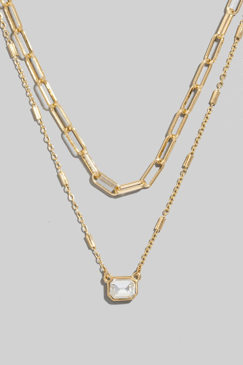 Gold Layered Gem Necklace