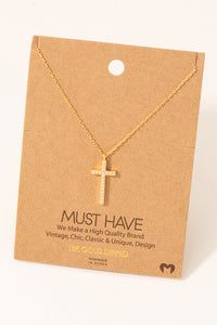 Pave Cross Charm Necklace