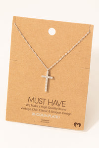 Pave Cross Charm Necklace