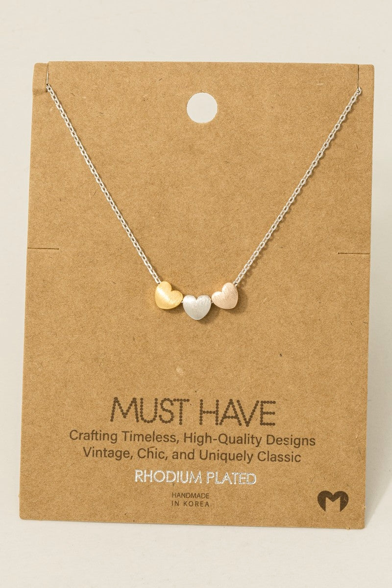 Three Heart Charm Necklace