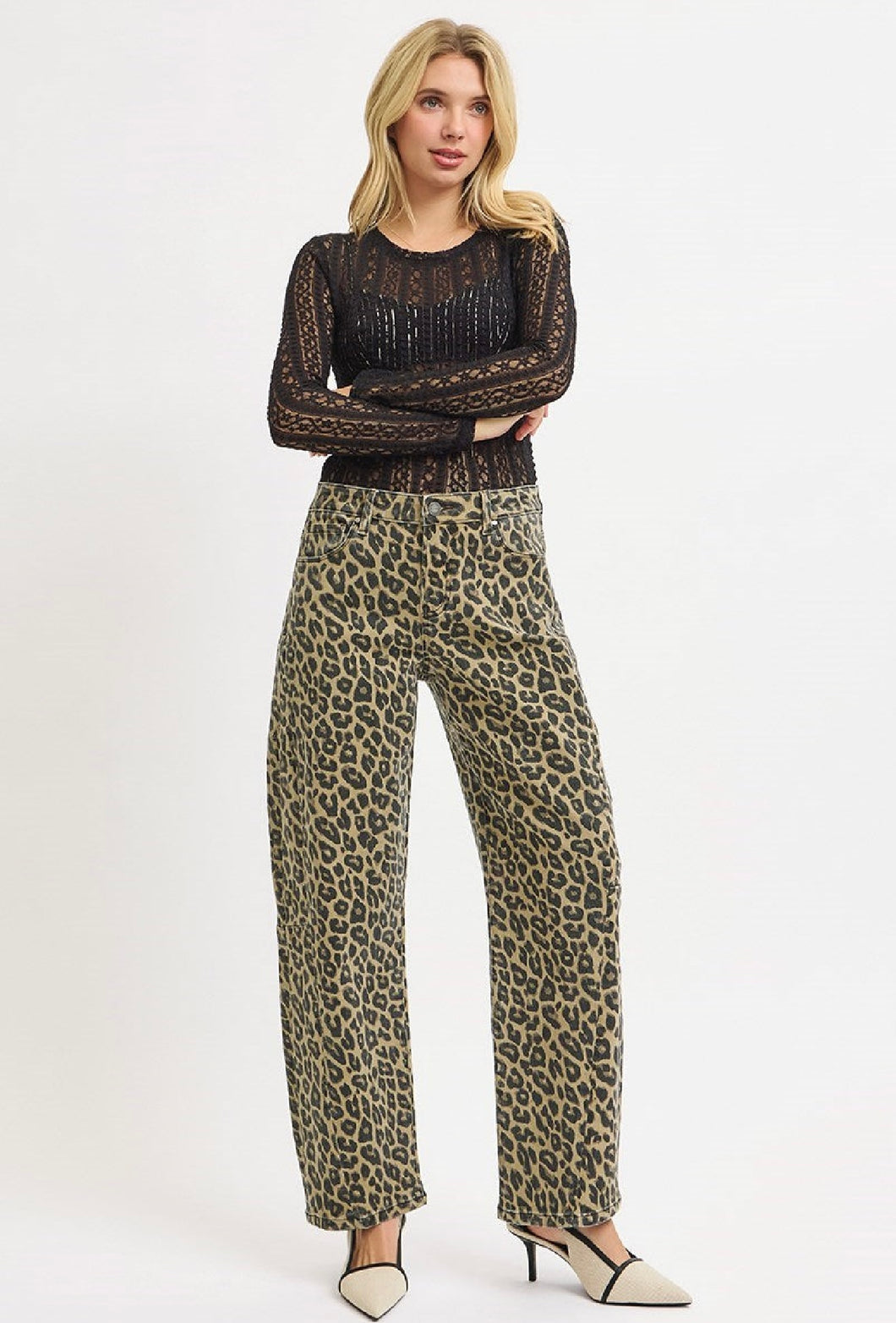 Risen Leopard Barrel Jeans