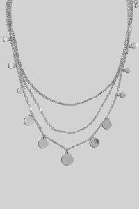 SIlver Dainty Coin Layered Necklace